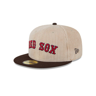 Gorra New Era MLB Boston Red Sox 59FIFTY Fall Cord Beige vista lateral principal
