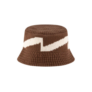 Gorro Bucket New Era Branded tejido cafe beige vista frente principal