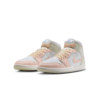 Tenis Hombre Air Jordan 1 Mid SE Blanco Rosa Crema vista par frontal