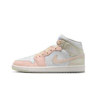 Tenis Hombre Air Jordan 1 Mid SE Blanco Rosa Crema vista lateral principal