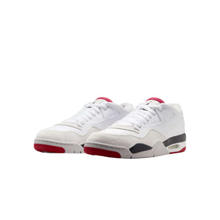Tenis Hombre Air Jordan 4 RM Blanco Negro Rojo vista par frontal