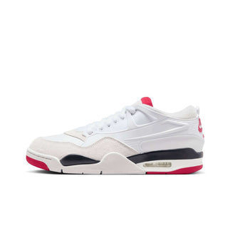 Tenis Hombre Air Jordan 4 RM Blanco Negro Rojo vista lateral principal