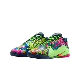 Tenis Hombre Nile LeBron XXII Verde Azul Rosa vista par frontal