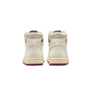Tenis Mujer Air Jordan 1 High OG Light Bone Red Blue vista par atras