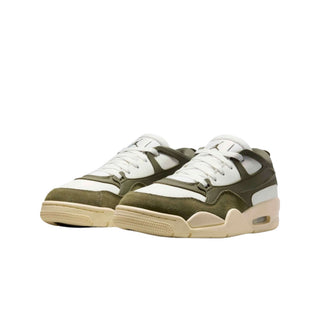 Tenis Mujer Air Jordan 4 RM Verde Olivo Beige vista par frontal