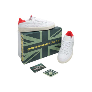 Tenis Mujer Reebok Club C 85 Blanco Rojo vista completa set