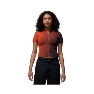 Top Corto Mujer Air Jordan Tejido Knit Naranja Morado vista frente
